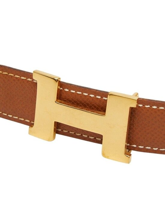 Hermes Constance Buckle Reversible Belt 65 Brown Yellow Leather main image 6